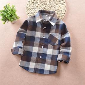 img 1 attached to Happy GoGo Kid Girl Boy Long Sleeve Plaid Flannel Button Down Shirt