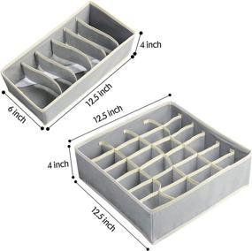 img 3 attached to 🧦 Collapsible Socks Organizer with 3 PCS Drawer Dividers – Fabric Bedroom Storage Boxes for Underwear, Socks, Ties, Towels, and Handkerchief – Washable, 24+24+6 Cells (Gray)