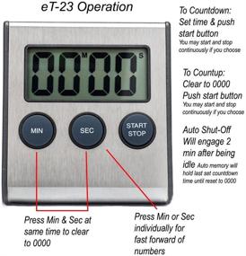 img 2 attached to 🕐 eTradewinds eT-23 Stainless Steel Elegant Digital Kitchen Timer: Strong Magnetic Back, Loud Alarm, Large Display, Auto Memory, Auto Shut-Off