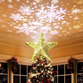 img 4 attached to 🎄 Enhance Your Christmas Tree with the Glittery Koicaxy Christmas Tree Topper & Lighted Snowflake Projector!