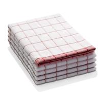 🔴 long-lasting e-cloth classic check dish towel, 4 pack - 300 wash microfiber towels in vibrant red logo