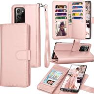 🌹 samsung galaxy note20 ultra case - luxury pu leather wallet cover with card slots & detachable magnetic hard case - rose gold logo