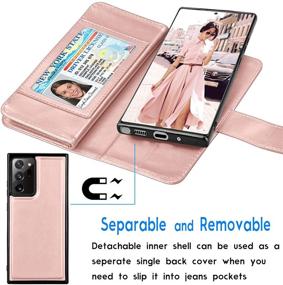 img 2 attached to 🌹 Samsung Galaxy Note20 Ultra Case - Luxury PU Leather Wallet Cover with Card Slots & Detachable Magnetic Hard Case - Rose Gold