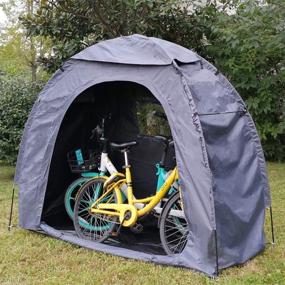 img 2 attached to 🚲 OUTOUR Heavy Duty Storage Tent: Space Saving Bike & Tool Shed for Garden, Patio, Lawn, Pool & Outdoor Storage - Gray