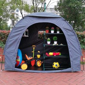 img 1 attached to 🚲 OUTOUR Heavy Duty Storage Tent: Space Saving Bike & Tool Shed for Garden, Patio, Lawn, Pool & Outdoor Storage - Gray