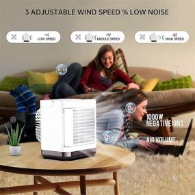 img 3 attached to 🌬️ Portable Air Conditioner: Rechargeable Desktop Fan with 3-speed, Cordless Personal Cooling Device for Home, Bedroom, Office, Camping Tent