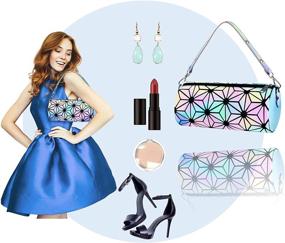 img 1 attached to 🔷 Geometric Luminous Shoulder Bag for Women, Adjustable Strap Crossbody Handbag with Holographic Reflective Design - MATEIN Fashion, Ideal Birthday Gift, Blue