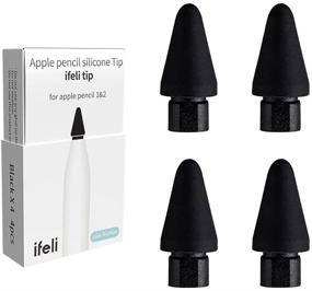 img 4 attached to 🖊️ IFELI 4pcs All-in-One Silicone Tip Replacement for Apple Pencil | Black Silicone Pen Nibs for iPad Pencil Set