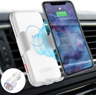 📱 dayedz wireless car charger with qc3.0 fast charger | 15w qi charging air vent mount for iphone/samsung | white/silver logo