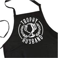 🔥 apronmen trophy husband bbq grill apron: adjustable & stylish one-size apron for men logo