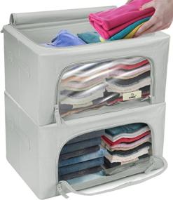 img 4 attached to 📦 Sorbus Storage Bins Boxes: Foldable Stackable Organizer Set with Clear Window & Carry Handles for Bedroom Closet Organization