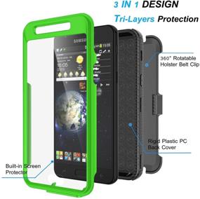 img 3 attached to Njjex Galaxy J7 Refine Case with Screen Protector, for Samsung J7 2018/J7 Star/J7 V 2nd/J7 Aura/J7 Top/J7 Crown/J7 Eon/J7 Aero - Green, Swivel Holster Belt Clip, Kickstand, Phone Cover by Nbeck