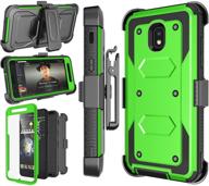 njjex galaxy j7 refine case with screen protector, for samsung j7 2018/j7 star/j7 v 2nd/j7 aura/j7 top/j7 crown/j7 eon/j7 aero - green, swivel holster belt clip, kickstand, phone cover by nbeck logo