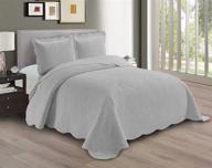 🛏️ luxurious azore linen solid bedspread quilt coverlet set with embossed seamless floral paisley pattern in dana silver - king/cal-king size logo