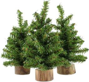 img 4 attached to AuldHome 3-Pack of 8-Inch Mini Christmas Trees with Canadian Pine Greenery - Tabletop Holiday Decor for Better SEO
