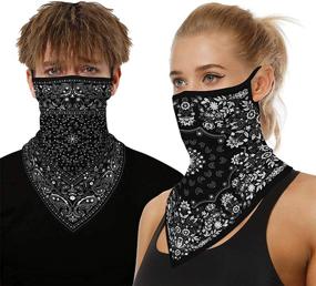 img 3 attached to 🧣 2 Pack Neck Gaiter Face Mask for Men and Women with Ear Loops - Washable Bandana Neck Gator Face Cover and Scarf for Dust and Sun Protection