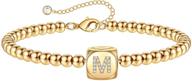 💼 personalized 14k gold plated initial bracelets for women and girls - handmade letter bead bracelet - ideal jewelry gift for women and teens logo