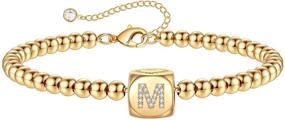 img 4 attached to 💼 Personalized 14K Gold Plated Initial Bracelets for Women and Girls - Handmade Letter Bead Bracelet - Ideal Jewelry Gift for Women and Teens