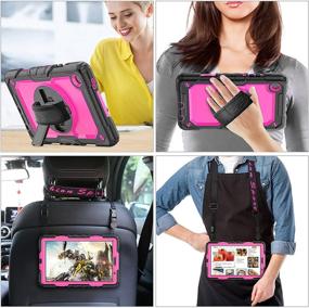 img 1 attached to 📱 SEYMAC Stock Galaxy Tab A7 Lite Case 8.7'', Full-Body Shockproof Case with 360° Rotating Hand Strap & Stand, Pencil Holder & Screen Protector, Rose and Black - 2021 Samsung Tab A7 Lite Cover