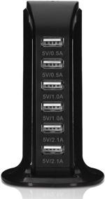 img 2 attached to 💡 эффективный USB Tower Power Adapter: 6-портовая зарядная станция с быстрым зарядом 2.1 для телефонов, планшетов и др. (черный)