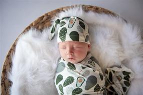 img 2 attached to Terriboo Newborn Stretch Wrap Set with Matching Beanie: Baby Swaddle Blanket & Receiving Blanket