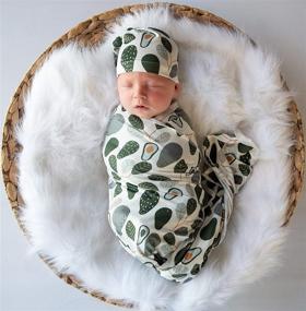 img 3 attached to Terriboo Newborn Stretch Wrap Set with Matching Beanie: Baby Swaddle Blanket & Receiving Blanket