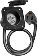 🔌 welluck 15 amp 125v ac power inlet port plug with integrated 18 inches extension cord, nema 5-15 rv flanged inlet with waterproof cover and back cover, 2 pole 3-wire shore power plug for boat логотип