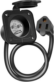 img 4 attached to 🔌 WELLUCK 15 Amp 125V AC Power Inlet Port Plug with Integrated 18 Inches Extension Cord, NEMA 5-15 RV Flanged Inlet with Waterproof Cover and Back Cover, 2 Pole 3-Wire Shore Power Plug for Boat