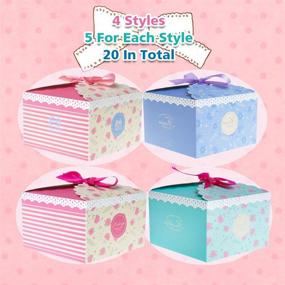 img 2 attached to 🎁 Premium Treat Boxes with Ribbons for Christmas, Weddings, Birthdays – Pack of 20 | 5.7x5.7x3.5 inches