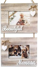 img 4 attached to 🎄 Rustic Double Hanging 4x6 Farmhouse Christmas Picture Frames - Beautiful Memories, Inspiring and Delightful Packaging, Decorative Photo Frame Collage for Shabby Chic Whitewash Style Wood Décor