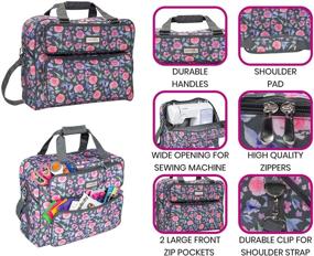 img 2 attached to 🧵 Mary Deluxe Universal Floral Sewing Machine Case - Portable Cover Tote Bag for Brother, Singer & Most Machines - Carrying Travel Storage Carrier Supply Organizer for Accessories