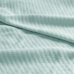 img 1 attached to Madison Park Liquid Cotton Luxury Blanket: Premium Soft and Cozy, 100% Ring Spun Cotton for Bed, Couch, or Sofa (Full/Queen, Sea Foam)