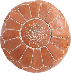 img 4 attached to Unstuffed Moroccan Leather Poufs: Exquisite Tan Ottomans for Luxurious Footstools