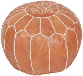 img 3 attached to Unstuffed Moroccan Leather Poufs: Exquisite Tan Ottomans for Luxurious Footstools