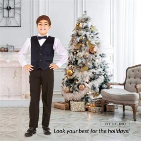 img 2 attached to 👔 Vittorino 3-Piece Holiday Hankerchief Velvet Boys' Clothing and Suits & Sport Coats Set: An Elegant Choice for Festive Occasions