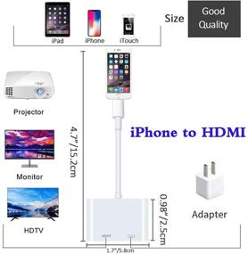 img 2 attached to 📱 Адаптер HDMI для iPhone / связка HDMI для iOS-телефона, соединитель 1080P Digital AV Sync экрана с портом для зарядки, совместимый с моделями iPhone / iPad / iPod