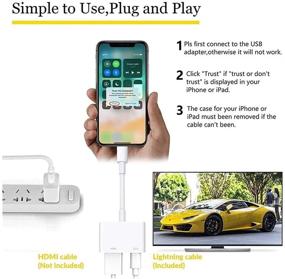 img 3 attached to 📱 Адаптер HDMI для iPhone / связка HDMI для iOS-телефона, соединитель 1080P Digital AV Sync экрана с портом для зарядки, совместимый с моделями iPhone / iPad / iPod