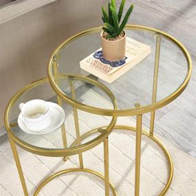 img 2 attached to 🌟 FirsTime & Co. Stark Gold Nesting End Table Set: American Crafted 2-Piece, Elegant Gold Design, 18 x 18 x 21 inches