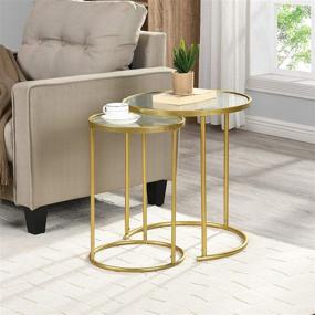 img 4 attached to 🌟 FirsTime & Co. Stark Gold Nesting End Table Set: American Crafted 2-Piece, Elegant Gold Design, 18 x 18 x 21 inches