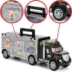img 1 attached to Dinosaur Truck Carrier with Stampers: The Ultimate Prehistoric Adventure!