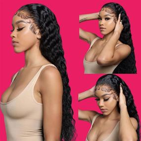 img 4 attached to 🌊 Premium HD-Transparent 13x4 Water Curly FULL Lace Front Wigs - 150% Density Brazilian Virgin Wet And Wavy Human Hair Wigs Pre Plucked with Baby Hair - Water Wave Human Hair Wig for Black Friday (18, 13x4 Water Wave)