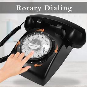 img 1 attached to Classic Style Dial Telephone - Glodeals Retro Rotary Telephone, 1960's Design for Home and Office (Black)