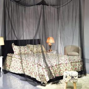 img 3 attached to 🛏️ GOFLAME Black King Size Bed Canopy Mosquito Net - Easy Installation, 4 Corners Post, No Chemicals Added, Netting Bedding
