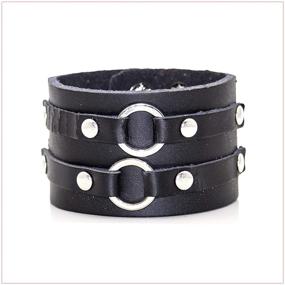img 3 attached to Nsitbbuery Alloy Wristband Leather Bracelet