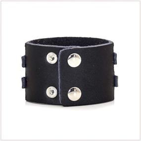 img 2 attached to Nsitbbuery Alloy Wristband Leather Bracelet