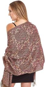 img 3 attached to 🧣 Pashmina Sparkle Scarf Shawl Wrap for Women - Ideal for Weddings, Evening Attire, Bridal Outfits