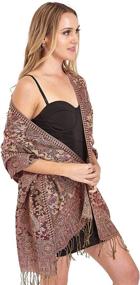 img 4 attached to 🧣 Pashmina Sparkle Scarf Shawl Wrap for Women - Ideal for Weddings, Evening Attire, Bridal Outfits