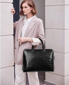 img 3 attached to BOSTANTEN Briefcase For Women Leather Laptop Bag Business Work Tote Stylish Black