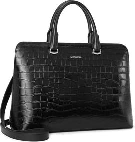 img 4 attached to BOSTANTEN Briefcase For Women Leather Laptop Bag Business Work Tote Stylish Black