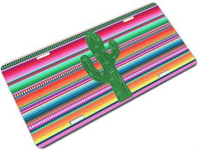 img 3 attached to Amcove License Plate Serape Cactus Decorative Car Front License Plate